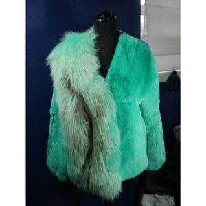 Gorgeous Fox & Rex Chinchilla Teal Fur Coat Jacket